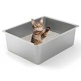 Kirecoo Large High Sided Stainless Steel Cat Litter Box, Non-Stick | Solid Metal Box, Odor Free, Non Stick, Rust Proof, Easy to Clean, Ideal for Cats, Kitten, Kitty & Rabbits, Indoor Use