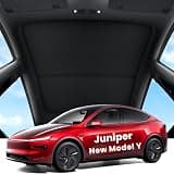 REEVAA 2026 Upgraded Tesla Model Y New (Juniper) Sunshade Roof [No Gaps, No-Sagging] Model Y Accessories Heat Insulation Foldable Glass Sunroof Cover for Model Y Juniper 2025-2026, 2PCS, Black