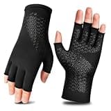 BRCEJTPA Arthritis Gloves for Women Men, Fingerless Compression Gloves - S