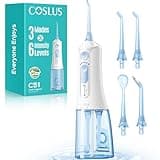 COSLUS C51 Portable Water Flosser for Teeth: 3 Modes & 6 Pressure Settings with Jet Mode Water Dental Pick for Orthodontic, Braces, Sensitive Gums, Compact for Travel, for Multiple Users, ADA Accepted