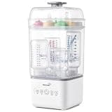 Grownsy Compact Baby Bottle Sterilizer and Dryer with Fast Sanitization | Time Saving, Holds 5 Bottles & Pump Parts, 3 Modular Modes, Easy Operation, Sterile Storage for Home & Travel Use, Grey