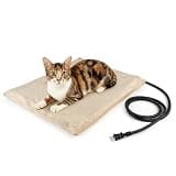 NICREW Cat Heating Pad, Consistent Heat, 17.7"x15.7", 30W, Khaki | Auto Temperature Control, Chew-Resistant Cord, Removable Washable Cover, Ideal for Kittens, Small Cats, Cat Bed & Floor
