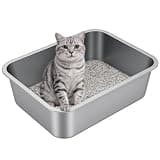 Idymere Stainless Steel High Sided Cat Litter Box | Sturdy Metal, No Odor Smell, Cat Litter Non-stick and Easy to Clean, Ideal for Indoor Cats, Kittens and Multi-cat Houses