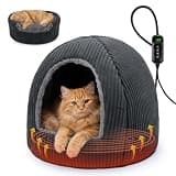 SIWA MARY 2 in 1 Foldable Heated Cat Cave Beds for Indoor Cats and Dogs | Heated Cat House Cave Tent &Cuddler Warming Bed for Kittens with Timer & Temp Adjustable, Removable Washable Cushioned Pillow
