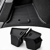 PUOENI Rear Trunk Storage Bins with Lids for 2025–2026 Tesla Model Y Juniper [Not for Model YL Premium 6-Seater], 2-Pack TPE Waterproof Rear Trunk Organizer Boxes, Interior Storage Accessories