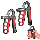 Hautrely Grip Strength Trainer with Automatic Counter (Red, 2-Pack) | 11-220LBs Adjustable Resistance Hand Gripper Strengthener, Forearm Exerciser for Injury Recovery and Muscle Building