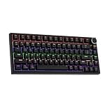 Newmen GM326 Mechanical Keyboard,75% Percent Gaming Keyboard,Wired Keyboard | Mechanical Keyboard,75% Percent Gaming Keyboard,Wired,Backlit,Hot Swappable,Compact,Mini,Black,PC Keyboards,Knob,Red Switch