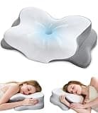 CosBed Cervical Neck Pillow, Memory Foam Pillow with Dual Height, White | Ergonomic Pillow for Neck Pain Relief, Breathable Cover,Neck Support Pillow for Side Back & Stomach Sleepers, Odorless