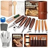 Wood Carving Kit Whittling Kit: Deluxe Wood Carving Tools Knife Set with Leather Case - Woodworking Hobby Kit for Beginners Adults Kids - DIY Art Craft Gift for Men Teens