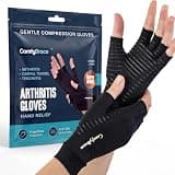 ComfyBrace Copper Arthritis Gloves, Hand Compression Gloves for Women & Men | Fingerless Compression Gloves for Swelling, Carpal Tunnel, Trigger Finger, Tendonitis and Rheumatoid Arthritis Pain Relief