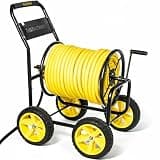 4-Wheel Hose Reel Cart, Heavy Duty Hose Reel, Holds 250ft of 5/8" Hose | Metal Hose Reel Cart Wagon Outdoor Backyard Lawn Leak-Free Brass Fittings Rust-Resistant 4 Wheels
