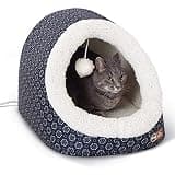 K&H Heated Cat Bed, Thermo-Pet Cave Indoor, Safety Listed, 4W, Navy/Geo | Removable Waterproof Cat Heating Pad, Heated Pet Bed for Dogs & Cats, Covered Cave Pet Tent, Collapsible, Machine Washable