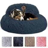 PetJett Calming Dog Bed Medium Size Dog - 30'' Donut Bed, Washable Dog Bed, Anti-Slip & Super Soft Fluffy Plush Round Dog Bed, Anti-Anxiety Premium Comfort Pet Bed, Fits Dogs Upto 45 lbs - Dark Grey