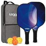 Leqqu Fiberglass Pickleball Paddles Set of 2 All Skill Level Starry Blue | Wide Body Large Sweet Spot Fits Men Women Kid Intermediate Soft Grip Anti-slip Graphite Fiberglass Racket