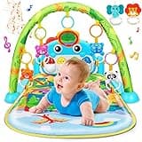 UMIKU Baby Gym Play Mats Baby Tummy Time Mat Musical Activity Center for Newborn Infant Piano Babies Play Mat Music & Light Newborn Infant Gifts for Babies 0-3 6 9 12 Months Dinosaur Style