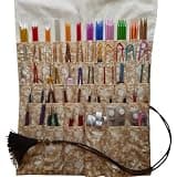 5-Layer Knitting Needle Organizer Case, Large Capacity Roll Up Knitting Bag for Straight Needles Up to 14”, Circular Needles & Crochet Hooks, Travel Knitting Storage Holder (Rustic Rose)