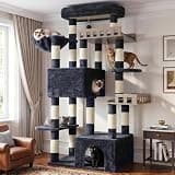 Gitelsnour Maine Coon Cat Tree, Heavy Duty Cat Tree for Indoor Cats Large Adult, Cat Tower for Large Cats 20 lbs+ with Hammock, 2 Big Perches, 2 Cat Condos, 15 Scratching Posts, Smoky Gray GCT033G