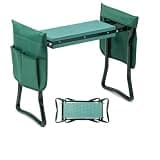 piihome Garden Kneeler and Seat, Foldable Kneeling Stool with Thicker EVA Foam Pad, Heavy Duty Bench with Tool Pouch, Gifts for Outdoor Gardening, Fishing, Green, Arbor Day Gift
