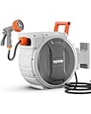 VEVOR Retractable Garden Hose Reel, 1/2 Inch x 84 ft Wall Mounted Heavy Duty Garden Hose Reel with 9 Patterns Nozzle, Any Length Lock, Upgraded Slow Return System and 180°Swivel Bracket