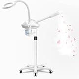 Salon Señor Professional Facial Steamer with 5X Magnifying Lamp,White | Ozone face steamer on wheels,deep cleansing and hydration,for home use or beauty spa