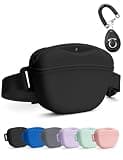 heouvo Dog Treat Pouch with Training Clicker, Upgrade Stronger Magnetic Closure to Avoid Spilling, 1.67 Cup Silicone Treat Bag Fanny Pack with Waist Belt for Pet Training Walking (Black)