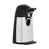 Amazon Basics 3-In-1 Electric Can Opener, Bottle Opener and Knife Sharpener with Stainless Steel Blade, Magnetic Lid Holder, Safe, Easy to Use, Powerful, Sleek Design, 50W, Black
