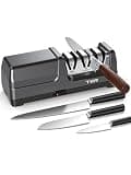TER Professional Electric 3 Stage Diamond Kitchen Knife Sharpener, Black