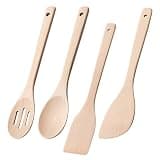Hefild Wooden Spoons for Cooking, 4-Piece Beech Wood Cooking Utensil Set