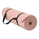 Gaiam Essentials Thick Yoga Mat with Easy-Cinch Strap (French Rose, 10mm) | Extra-Thick 10mm Cushioning | Textured Non-Slip Surface | Carrying Strap Included | Yoga, Pilates & Floor Workouts | 68"x24"