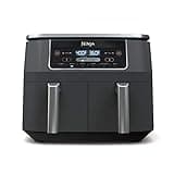 Ninja DZ201 Foodi 8 Quart 6-in-1 DualZone 2-Basket Air Fryer with 2 Independent Frying Baskets, Match Cook & Smart Finish to Roast, Broil, Dehydrate & More for Quick, Easy Meals, Grey
