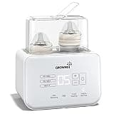 GROWNSY Fast Double Baby Bottle Warmer for Breastmilk & Formula, White | 8-in-1 Functions, Precise Temp Control, Timer, Defrost, Sterilize, Keep Warm, Baby Food Heating