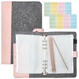 INFUNLY A Set of Felt Circular Knitting Needle Case 10×7" Knitting Needles Storage Organizer Knitting Needle Holder Crochet Hooks with 15pcs Binder Pockets 10pcs Label Paper for Collecting Sorting