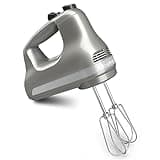 KitchenAid 5 Ultra Power Speed Hand Mixer, KHM512, Contour Silver | 5 Speeds, Lockable swivel cord, Turbo Beaters, Easy release button, Dishwasher-safe beaters