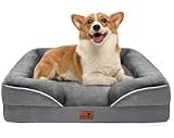 Spotted Play Orthopedic Dog Bed with Sides - Dog Sofa Beds for Medium Dogs, Supportive Foam Pet Couch Bed with Washable Removable Cover, Waterproof Lining and Non-Slip Bottom, Grey - M
