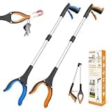 REWKCY 32" Grabber Reacher Tool, 2-Pack Foldable Reacher Grabber Pickup Tool with 360° Rotating Jaw & Magnet, Trash Picker Upper Grabber, Lightweight Grabbers for Seniors Heavy Duty