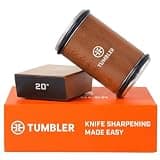 The Original Tumbler Rolling Knife Sharpener™ (Wood) | Rolling Knife Sharpener Tool for Kitchen Knives, Kit Offers 15 & 20 Degree Sharpening (Wood)