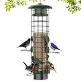 Squirrel Proof Bird Feeder,Metal Mesh Bird Feeders for Outdoors Hanging,Gravity Protection Squirrel Proof Wild Bird Feeders with Finch Cardinal Chickadee,3LB Large Capacity,Green