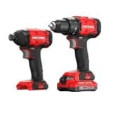 CRAFTSMAN V20 Cordless Drill Set and Impact Driver, Includes 2Ah Battery and Charger, Power Tool Set with 1700 RPM 1/2 In. Power Drill, 1800 Torque 1/4 In. Impact Screwdriver, LED (CMCK201D1)