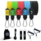 Bodylastics Pro Series Resistance Band Set - 5 Bands, Handles, Ankle Straps, Door Anchor, Carry Bag Snap Reduction Tech (3-190 Lbs Max Resistance)