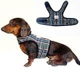 Dachshund Harness no Armpit rub, Christmas Plaid Escape Proof Doxie Harness, Adjustable Step in Dog Harness for mini & Standard Dachshund (Green, S:Chest 12.5"-16"/32-41cm)