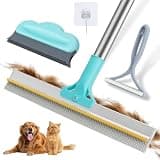 Carpet Rake for Pet Hair Removal Tool,Reusable Pet Hair Remover Broom Blue | Dog&Cat Hair Remover Scraper Rake with 54” Adjustable Long Handle, 3 Pcs Carpet Brush Rake for Rugs, Mats, Couch, Furniture