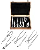 Bonsai Tool Set 6PCS with Wood Box– Concave Cutter, Knob Cutter, Pruning Shears, Trunk Splitter, Root Rake & Precision Tweezers – Professional Stainless Steel Bonsai Tools for Pruning & Repotting