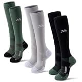 musesox Compression Socks for Women and Men,Knee High 15-20mmHg Graduated Support(3 Pairs) for Nurses,Travel,Black Gray Green,Medium