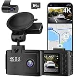 Dash Cam Front and Rear: 4K+2.5K Dual Channel Dash Cam-5GHz WiFi, GPS Dash Camera for Cars with 64GB Card, 2.0" IPS Screen, App Control,G-Sensor,Loop Recording,170°Wide Angle,Night Vision,Parking Mode