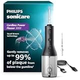Philips Sonicare Cordless Power Flosser 3000, Water Flosser, 2 Nozzles | 150% Better Gum Health¹, Quad Stream Technology, 2 Floss Modes,3 Pressure Levels, IPX7 Waterproof, 2 Nozzles, Black HX3826/23