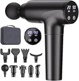 cotsoco Massage Gun Deep Tissue, Muscle Massage Gun with 9 Attachment Heads 20 Speeds & Silent Brushless Motor for Pain Relief, Handheld Percussion Back Massager Gun, Fathers Day Dad Gifts(Black)