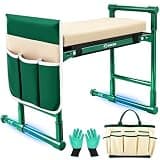 Saker 2026 Upgraded Garden Kneeler and Seat with 500LB Frame & Soft Pad | Foldable Stool, Heavy-Duty Steel, Comfort Kneeling, Support for Elderly, Gardening & Outdoor Tasks(Luxury Version)