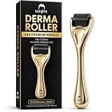 Elevate Derma Roller 0.25mm with 540 Titanium Microneedle Roller | for Women & Men, Gold Roller for Face Skin Hair & Beard, Includes Storage Case