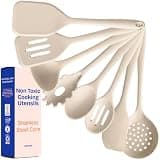 NonToxic Platinum Silicone Utensils, 100% Plastic-Free, 8-Pcs, Beige
