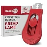 KneadAce Upgraded Extractable & Magnetic Bread Lame Dough Scoring Tool - Professional Sourdough scoring tool for Sourdough Bread baking & Bread Making Tools - Scoring Patterns booklet & 5 Razor Blades